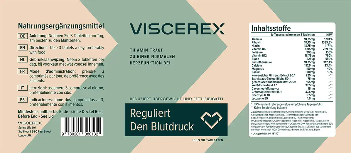 Viscerex Etikett und Inhaltsstoffe